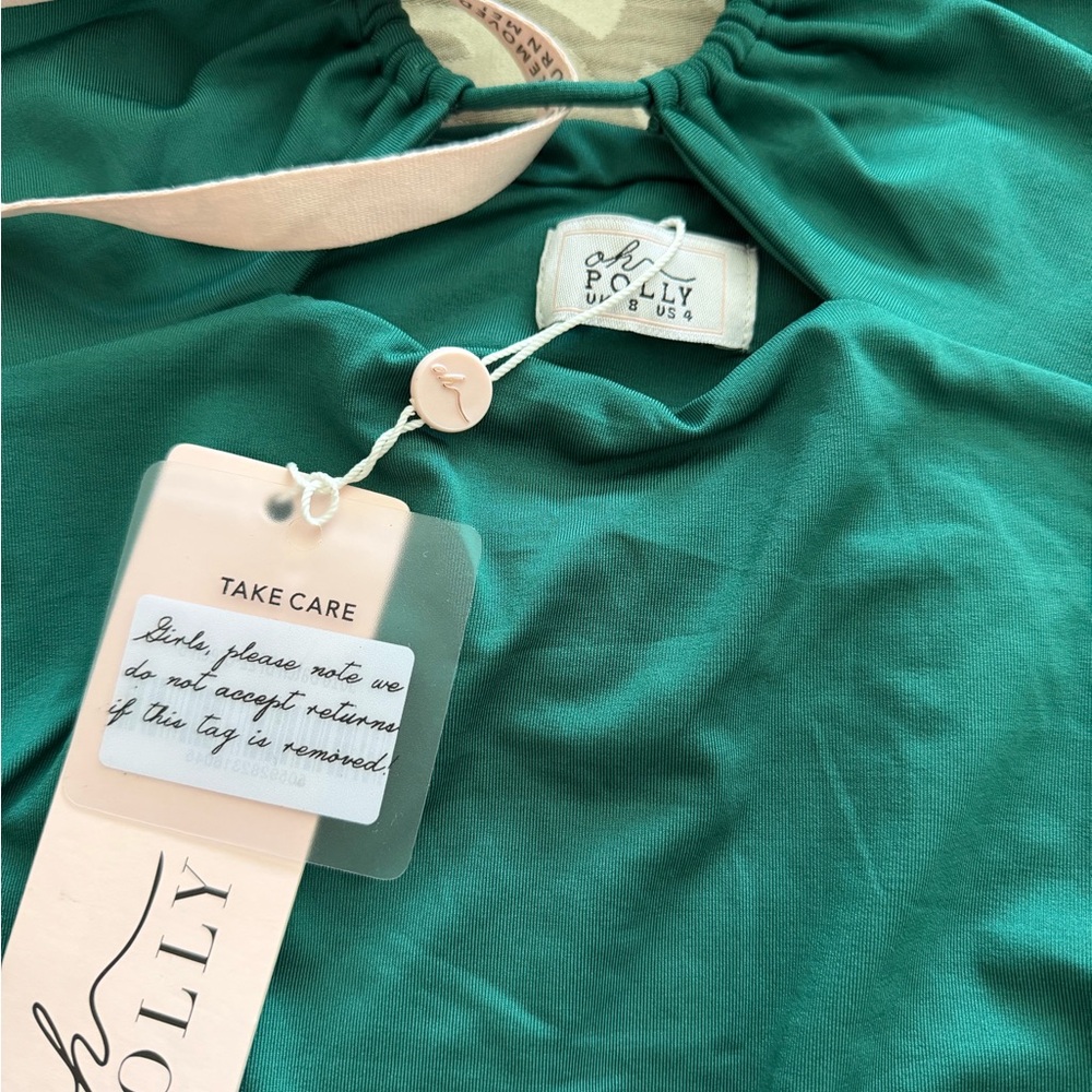 Oh Polly Emerald Green Halter Cutout Bodycon Dress - Picture 4 of 5